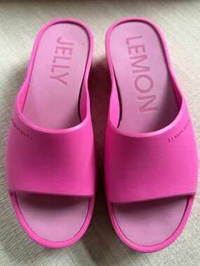 Fuchsia Lemon Jelly Slides. Women's Size: US 9; EU 40.